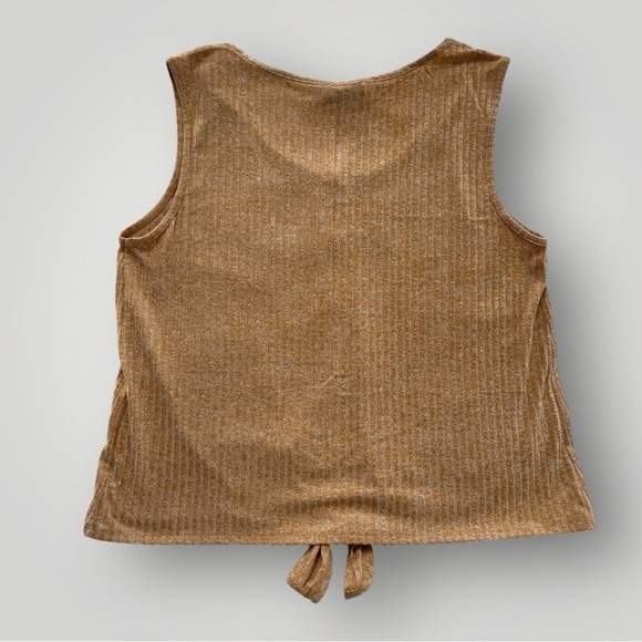 W5 Sleeveless Tie Front Button Down Top Tan - Picture 7 of 8